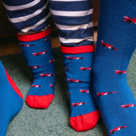 Racing Cars Matching Bamboo Socks (Adult & Child)