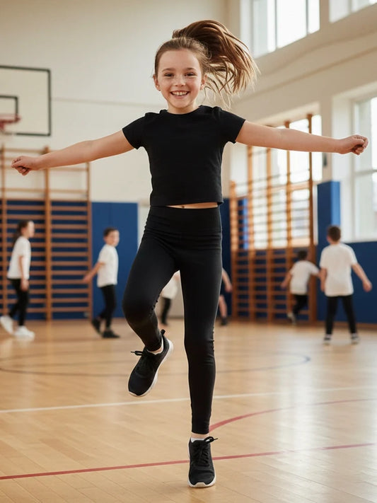 Girls High Waist Activewear Leggings – Black