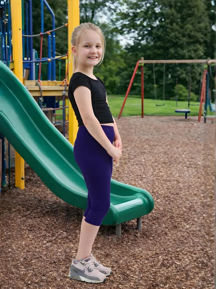 Girls Navy Cotton Leggings – 3/4 Length