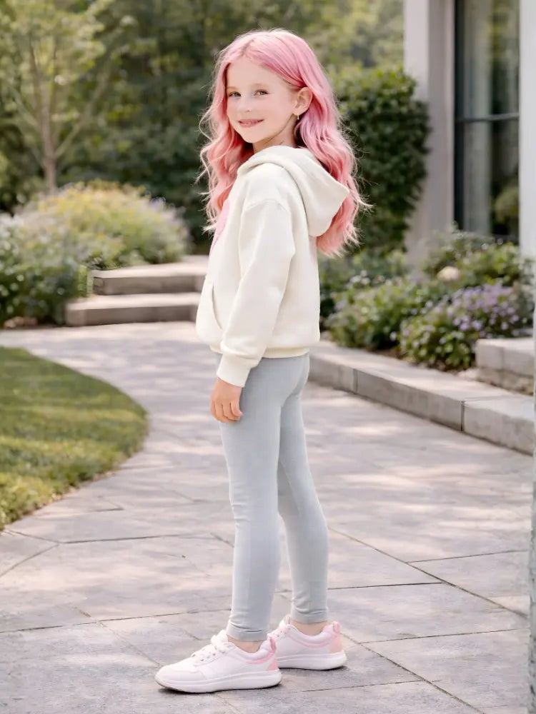 Girls Light Grey Cotton Leggings – Full Length