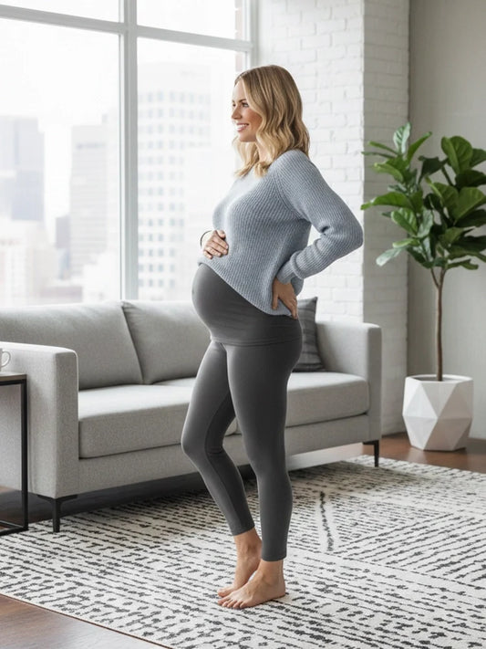 Women's Charcoal Full Length Maternity Leggings