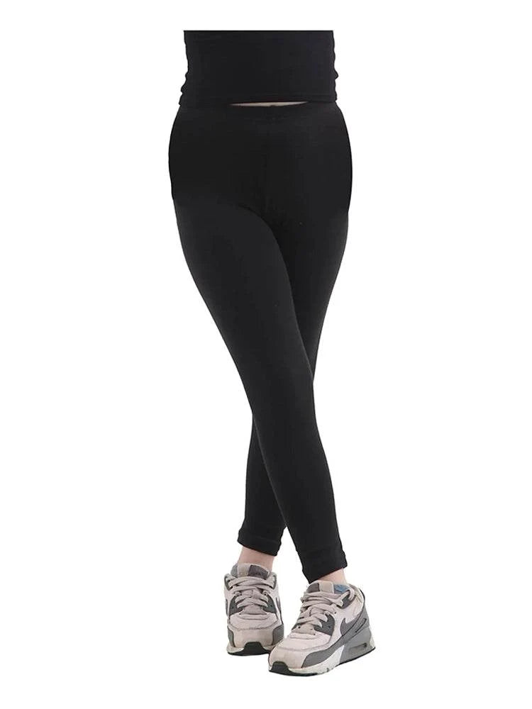 Kids' Thick Cotton Leggings – Black