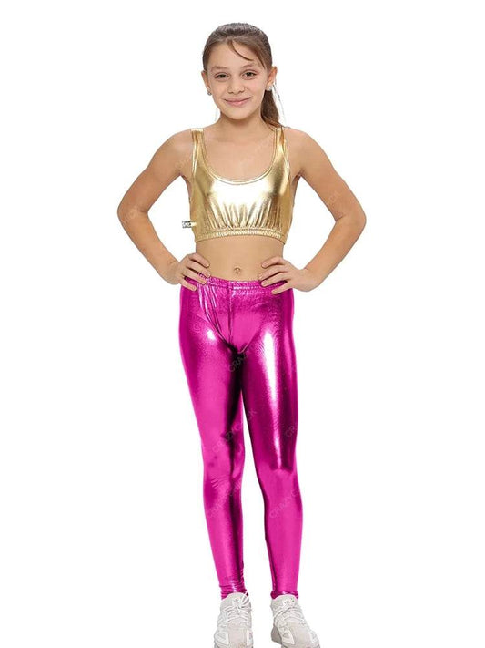 Girls Shiny Metallic Leggings for Parties & Dance