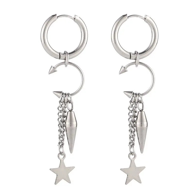 Aelin statement dangle star charm hoop earrings by LUXE TONES