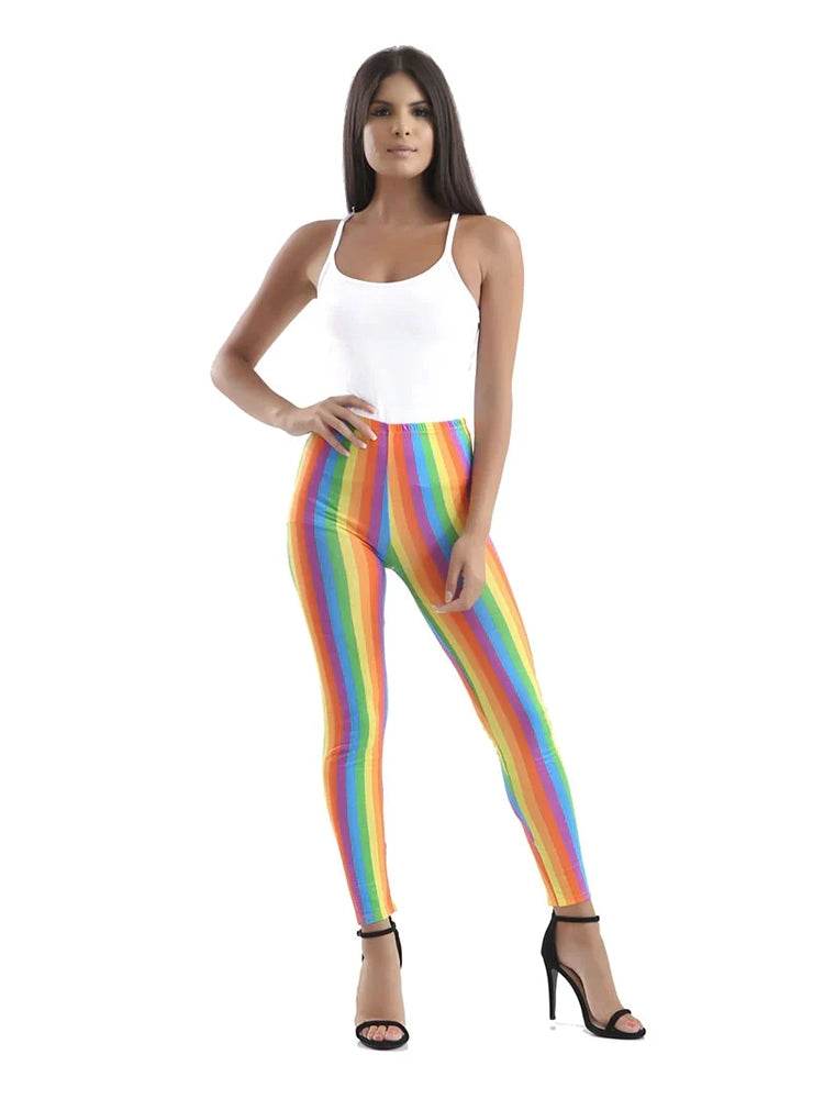 Rainbow Microfibre & Metallic Leggings for Women