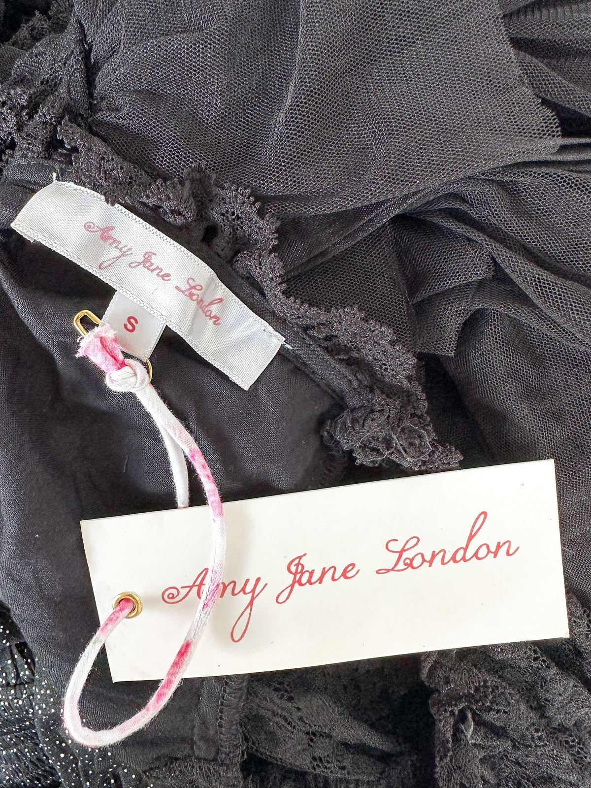 Amy Jane London Black Coquette Tulle Lace Sweetheart Neck Sofia Mini Dress
