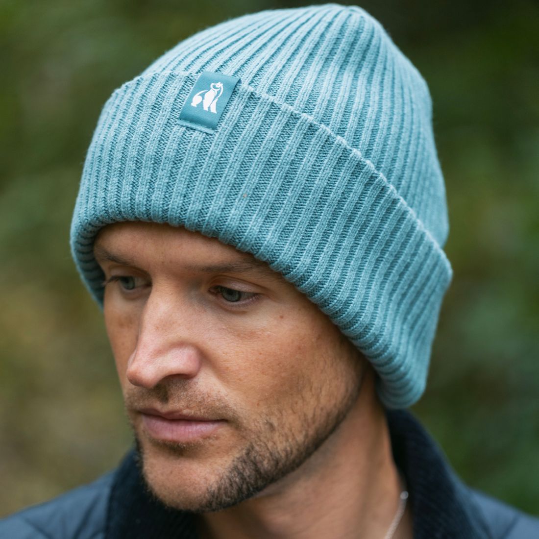Organic cotton beanie in turquoise by Swole Panda