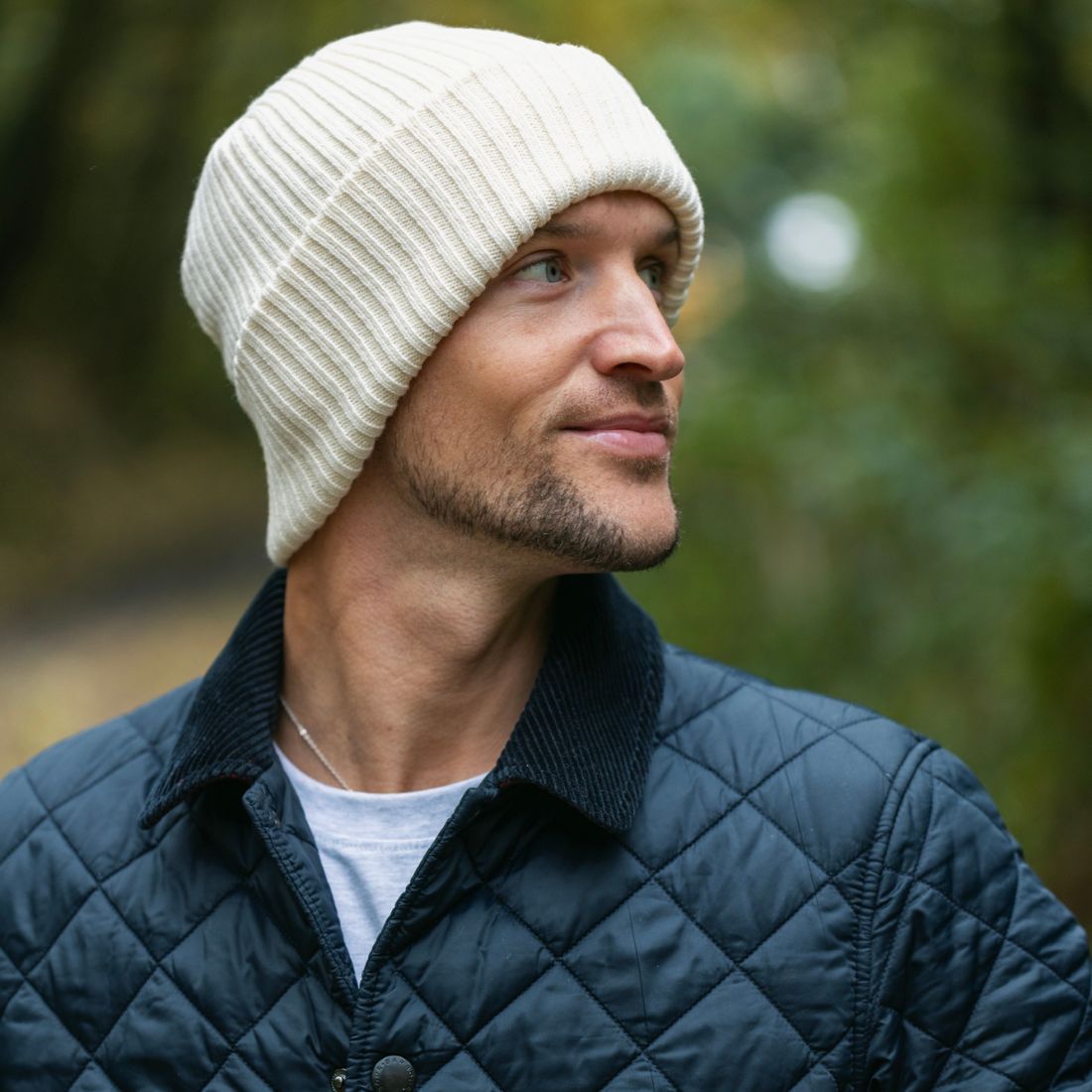 Organic cotton beanie in cream by Swole Panda