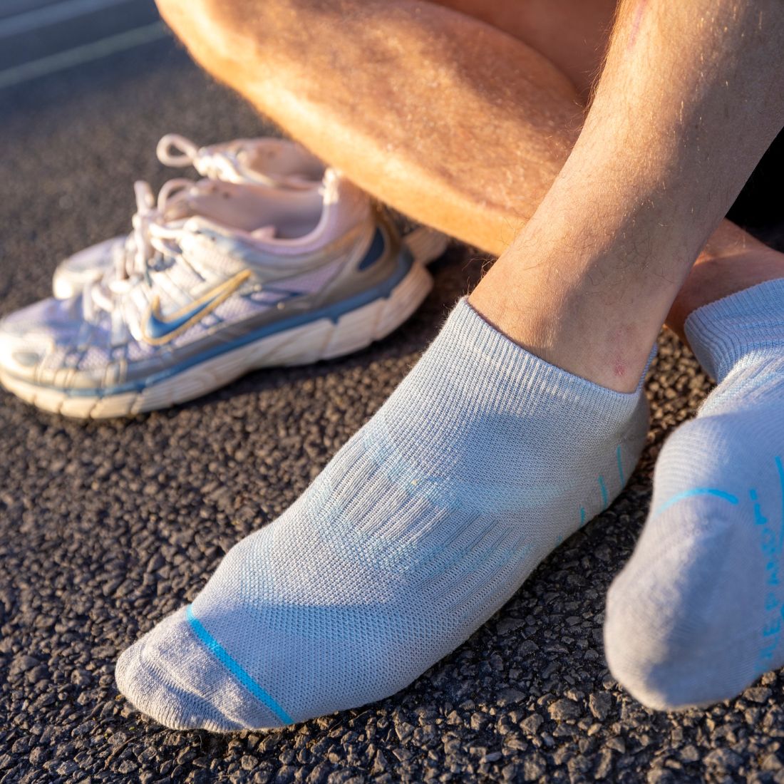 Grey performance trainer socks by Swole Panda