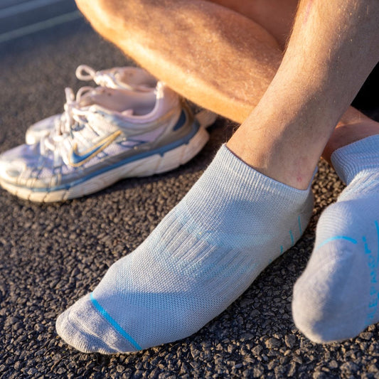 Grey performance trainer socks by Swole Panda