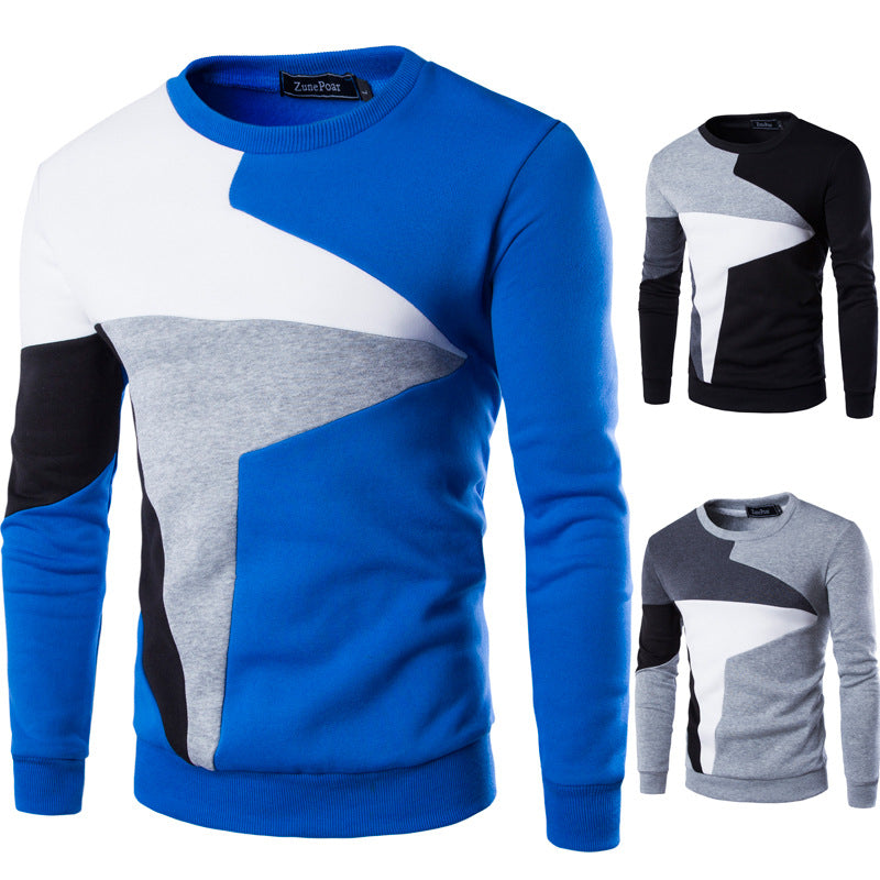 Men's printed casual O-neck slim cotton knitted sweater by Michan Direct