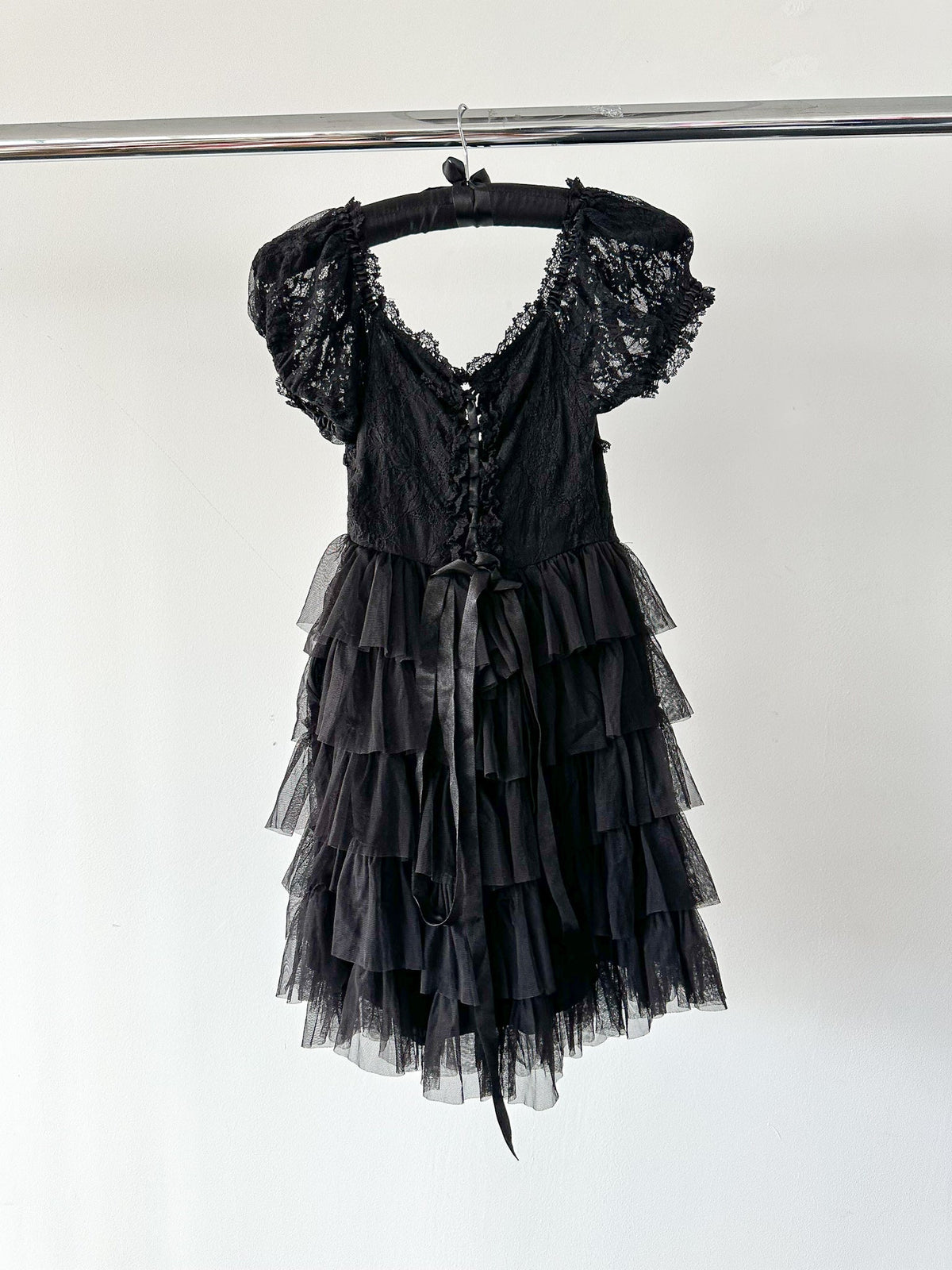 Amy Jane London Black Coquette Tulle Lace Sweetheart Neck Sofia Mini Dress