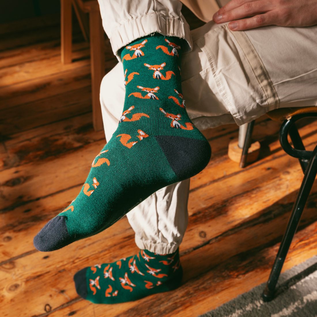 Fox matching bamboo socks for adults and children by Swole Panda