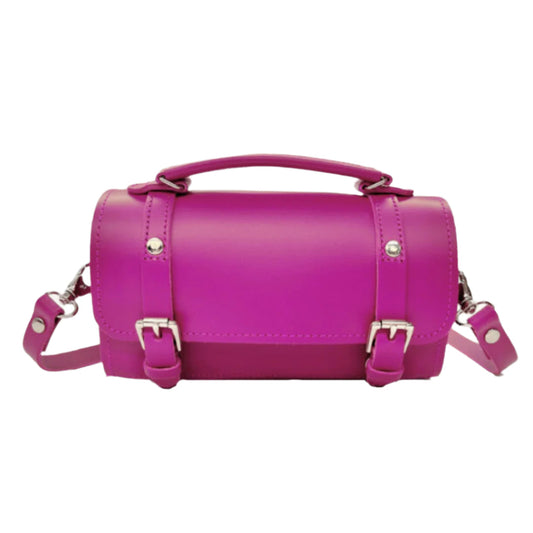 Handmade leather bowler bag in magenta by Zatchels
