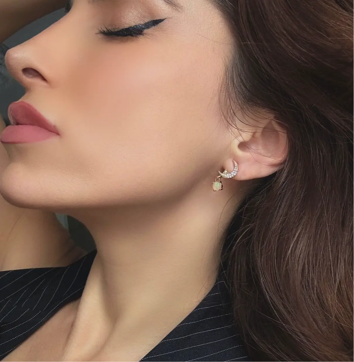 Andromeda moon and star mismatch earrings by LUXE TONES
