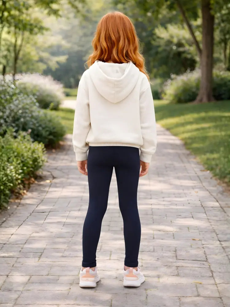 Girls Navy Cotton Leggings – Full Length