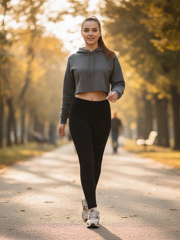 Kids' thick cotton leggings in black
