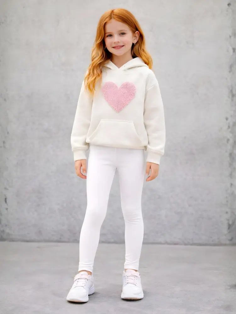 Girls white cotton leggings, full length