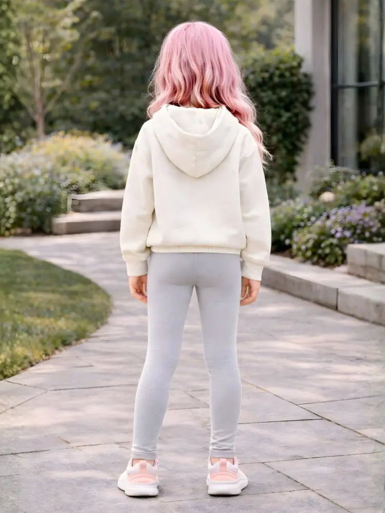 Girls Light Grey Cotton Leggings – Full Length