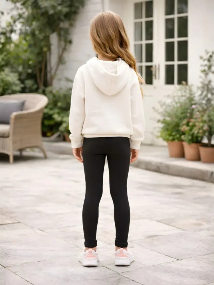 Girls Black Cotton Leggings – Full Length