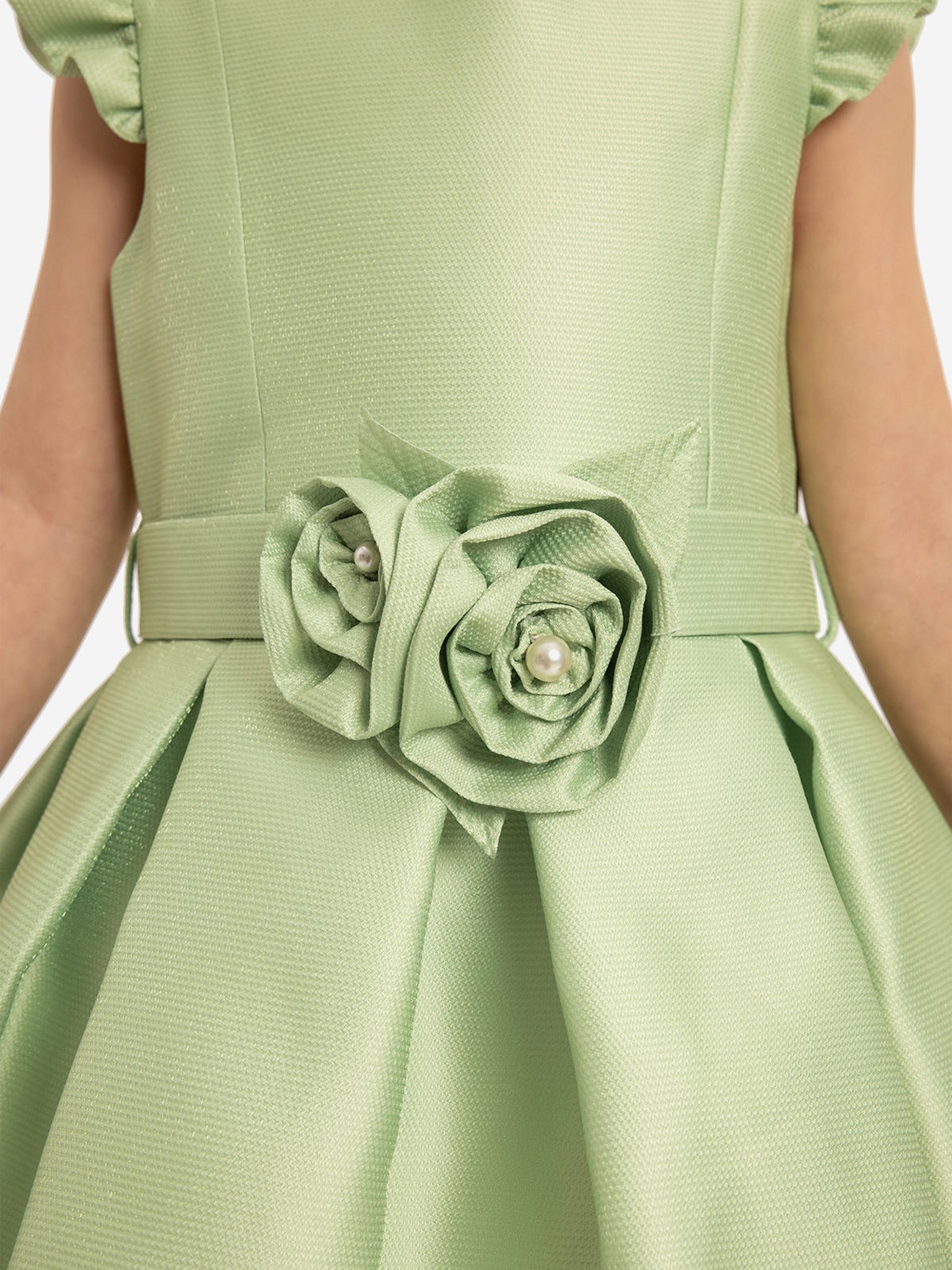 Dress & Fleur Girls Dress with Matching Floral Bag in Green