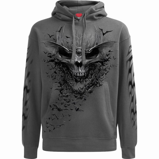 Bat Skull charcoal hoody by Spiral Direct