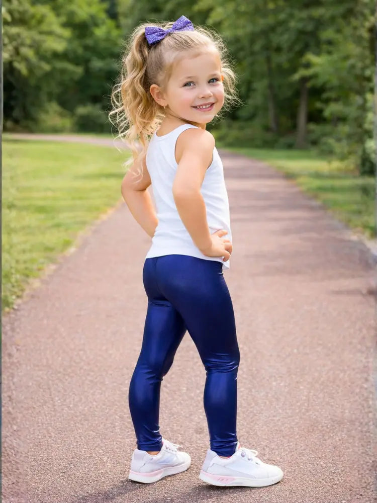 Crazy Chick girls shiny stirrup leggings in purple