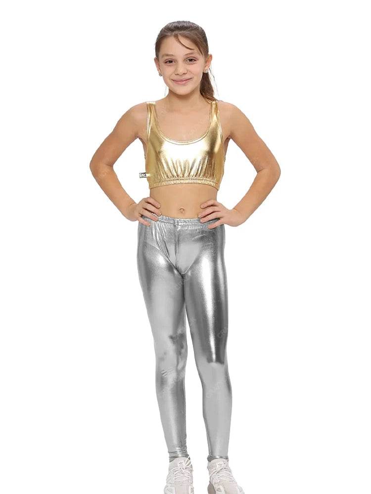 Girls Shiny Metallic Leggings for Parties & Dance