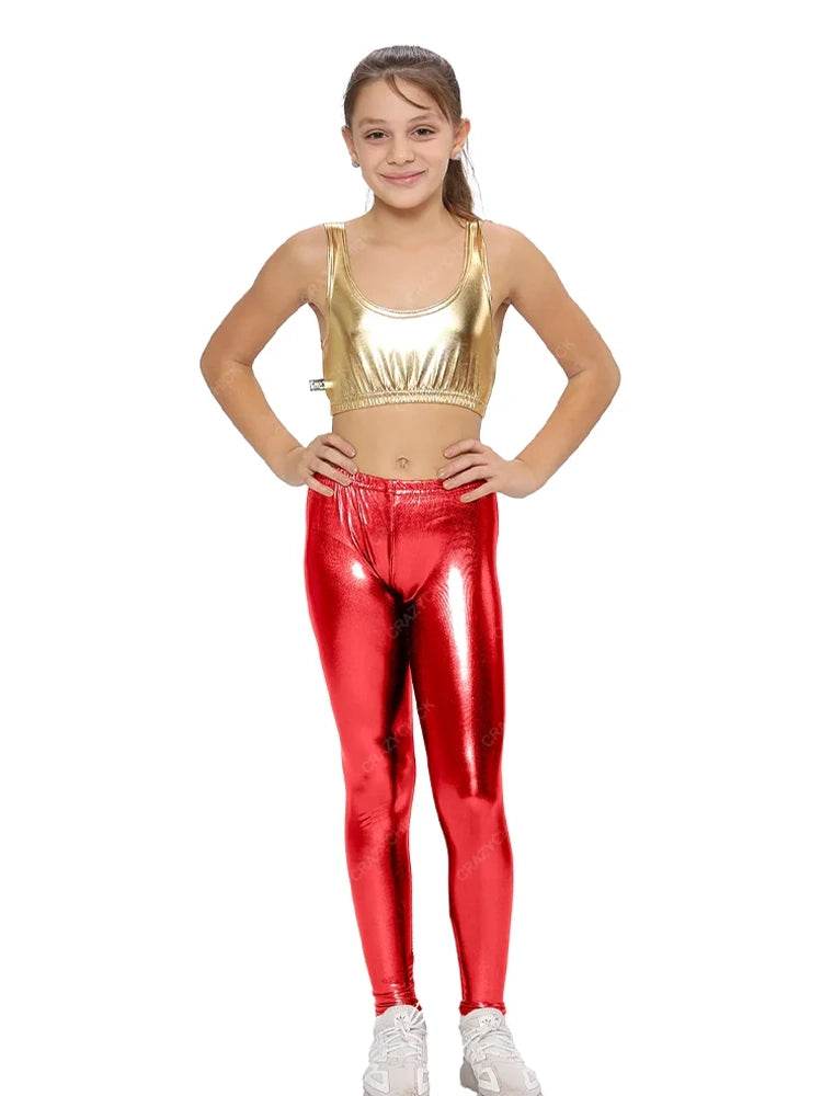 Girls shiny metallic leggings for parties and dance