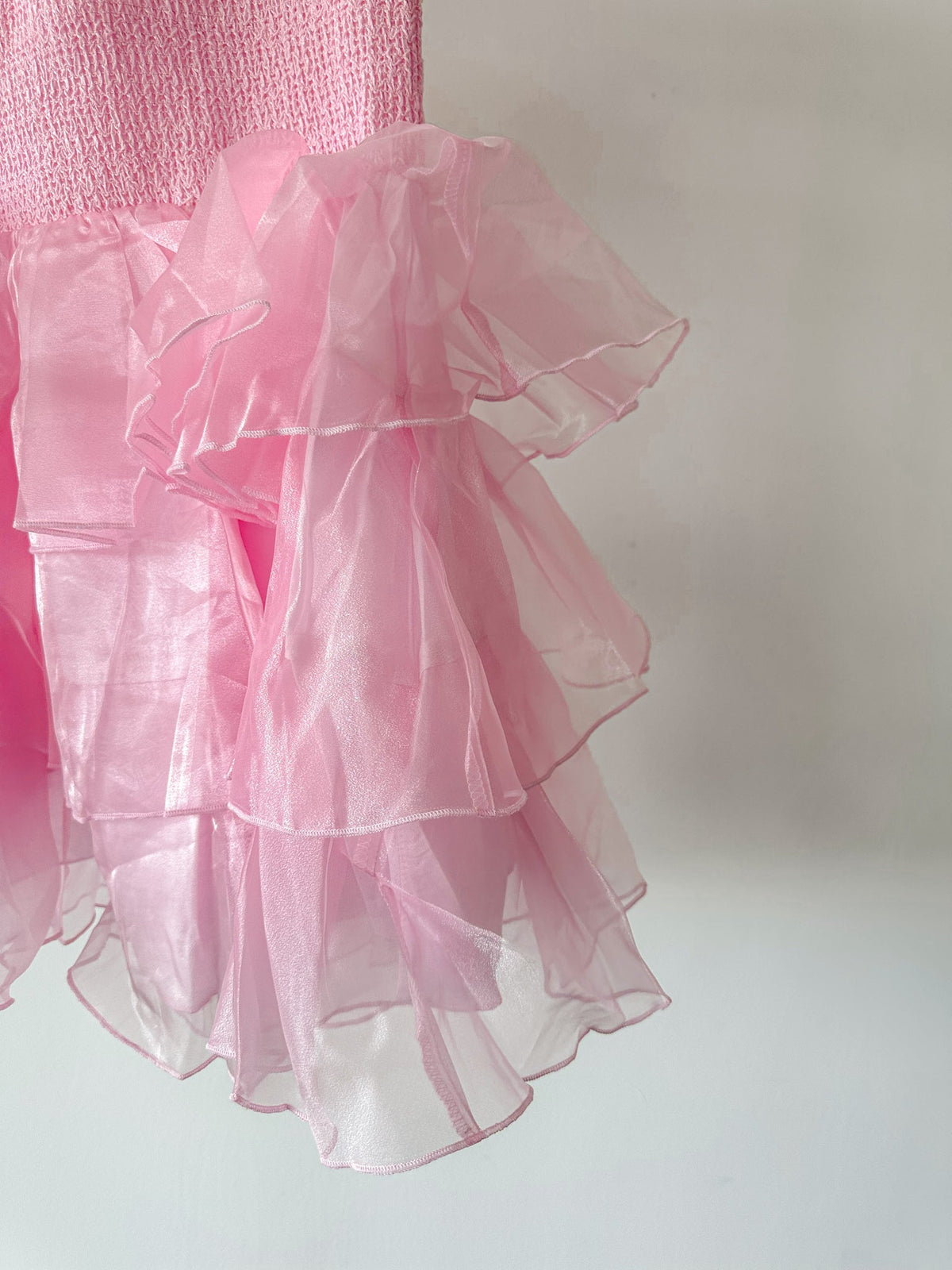 Amy Jane London Pink Arabella Organza Puff Sleeve Corset Bodice Prairie Mini Dress