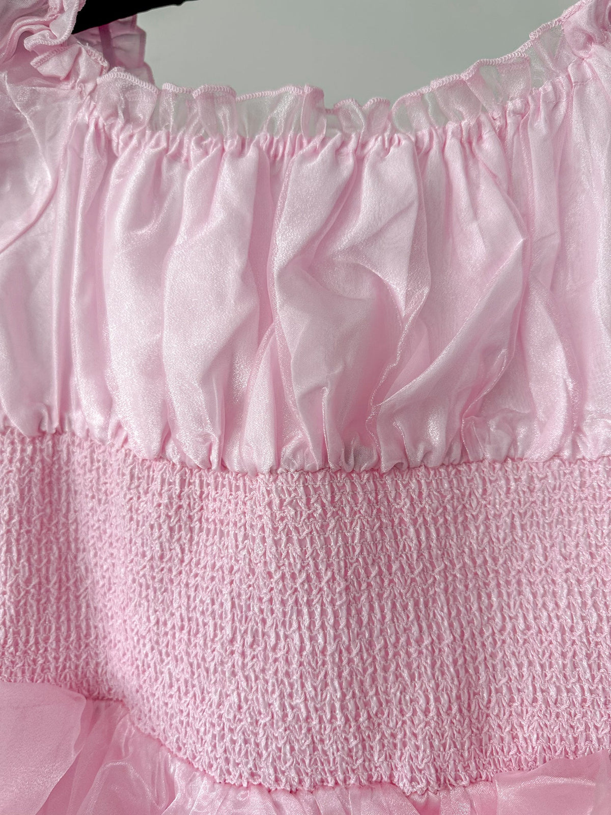 Amy Jane London Pink Arabella Organza Puff Sleeve Corset Bodice Prairie Mini Dress