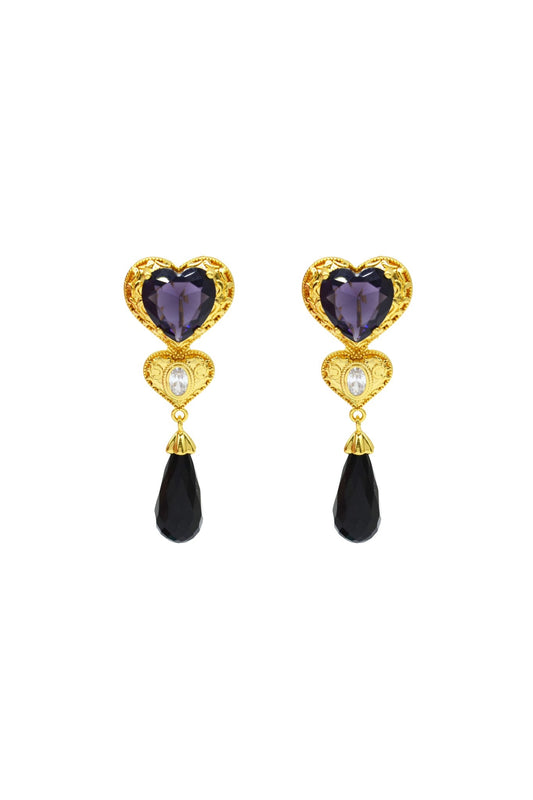 Sahi London Maroon Dangle Statement Earring with Pearl