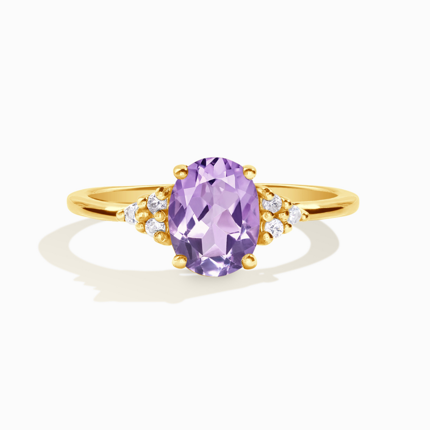Lavender Amethyst Engagement Ring for Women in 18k Gold Vermeil on Sterling Silver with Oval Gemstone