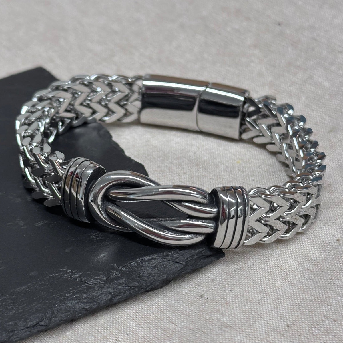 Personalised Men's Woven Stainless Steel Infinity Knot Bracelet
