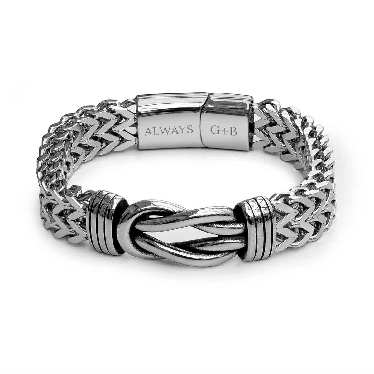 Personalised Men's Woven Stainless Steel Infinity Knot Bracelet