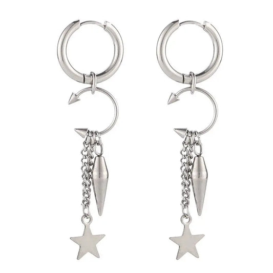 Aelin statement dangle star charm hoop earrings by LUXE TONES