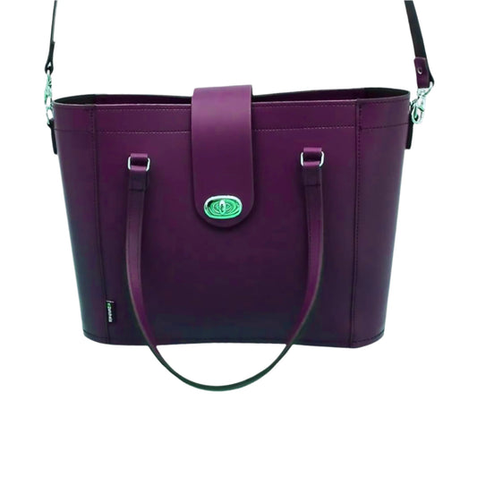 Leather Mini Twist Lock Shopper Bag - Purple