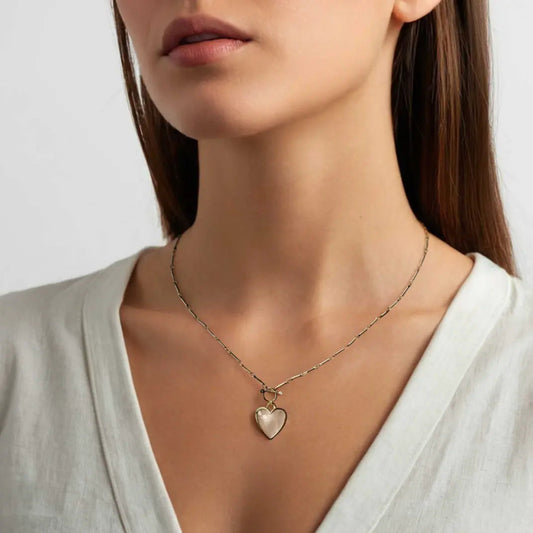 Sanora Luxe 18k gold plated rose quartz T bar heart necklace by LUXE TONES
