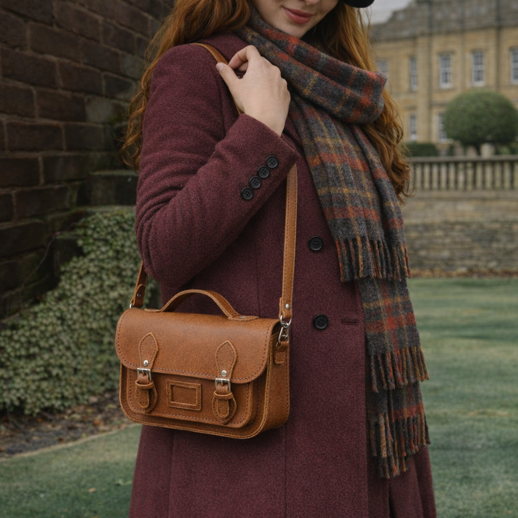 Leather midi satchel in Tannery Tan by Zatchels