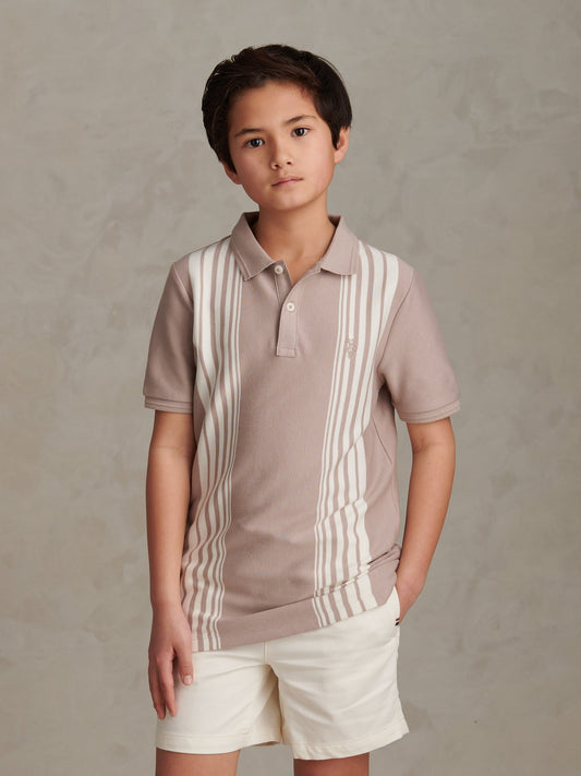 Boys Vertical Stripe Polo Shirt in Atmosphere
