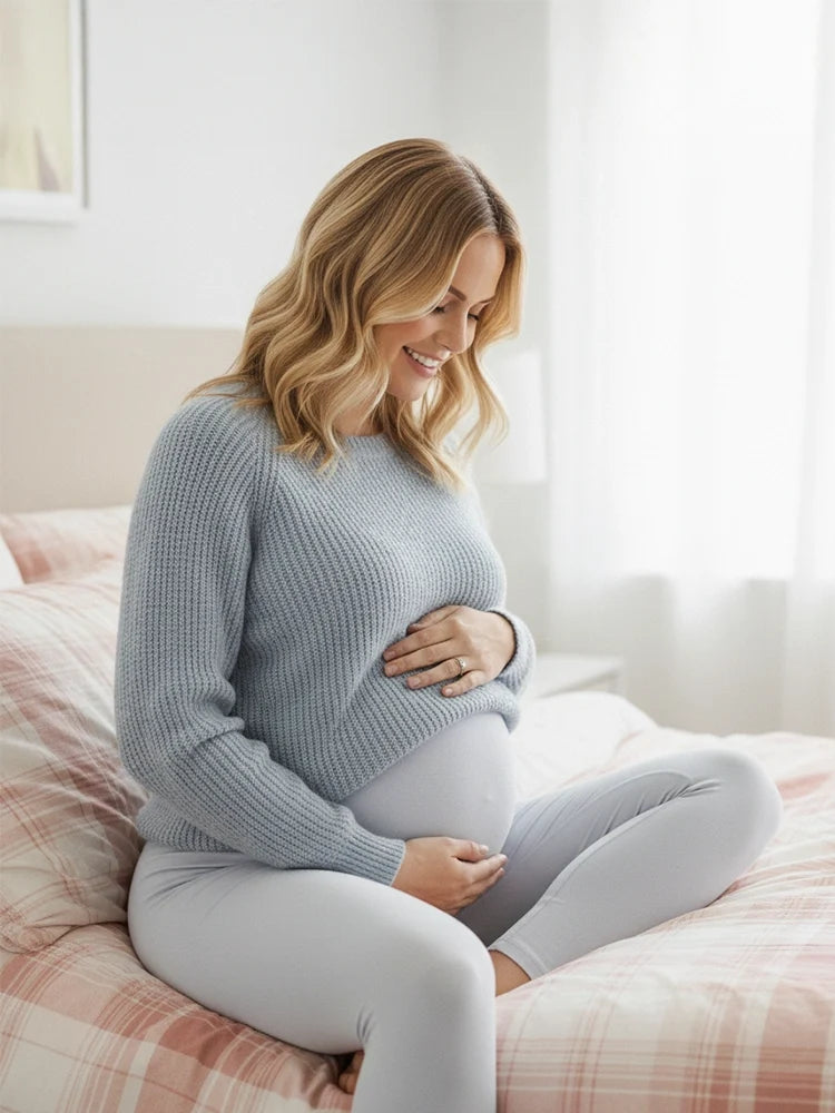 Women's light grey full length maternity leggings