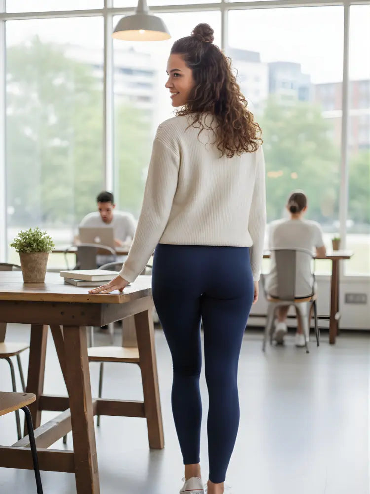 Women's High Waist Full Length Leggings – Navy