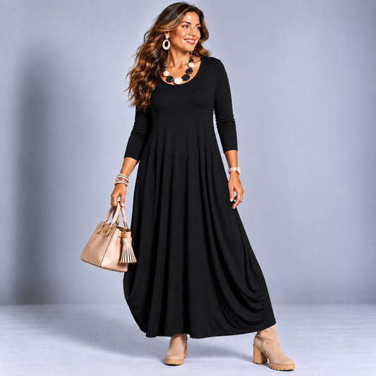 Long sleeve calf length balloon dress by rockthosecurves