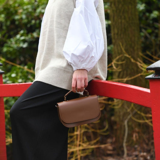 Aura handmade leather bag in chestnut by Zatchels