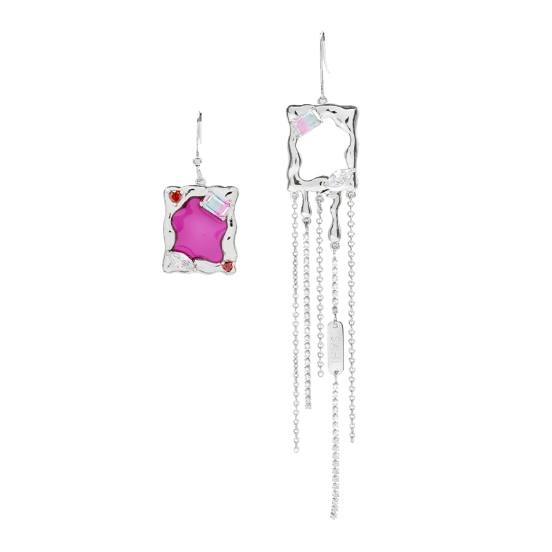 Sahi Heart Enamel Metaverse Rain Dangling Earrings
