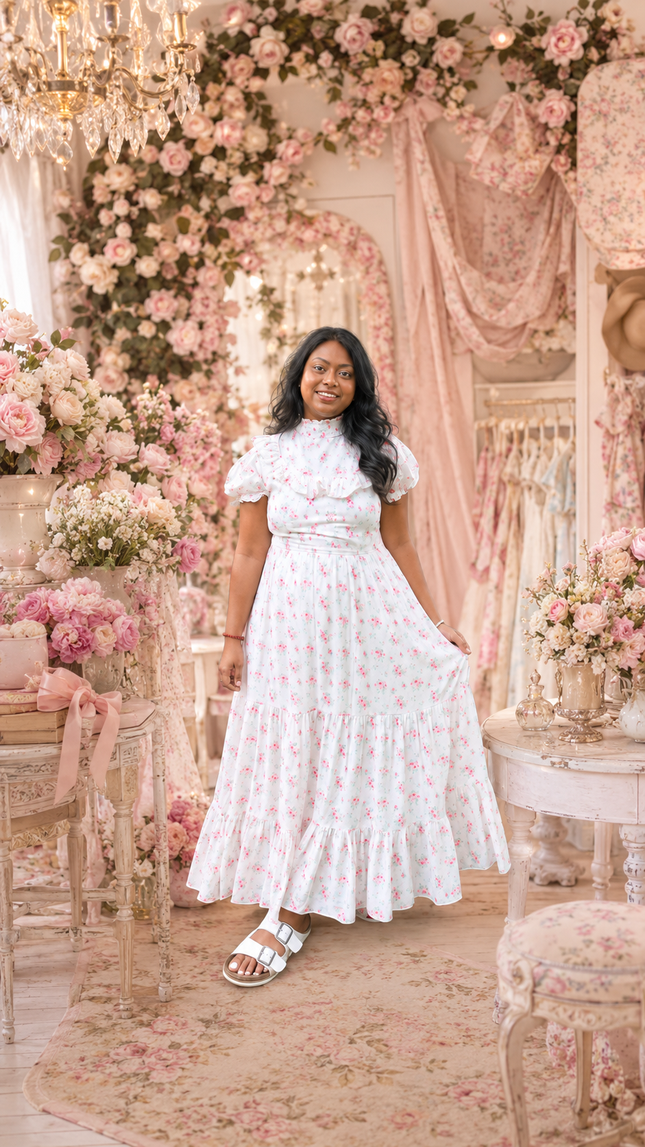Amy Jane London Ditsy Floral Prairie High Neck Maxi Dress