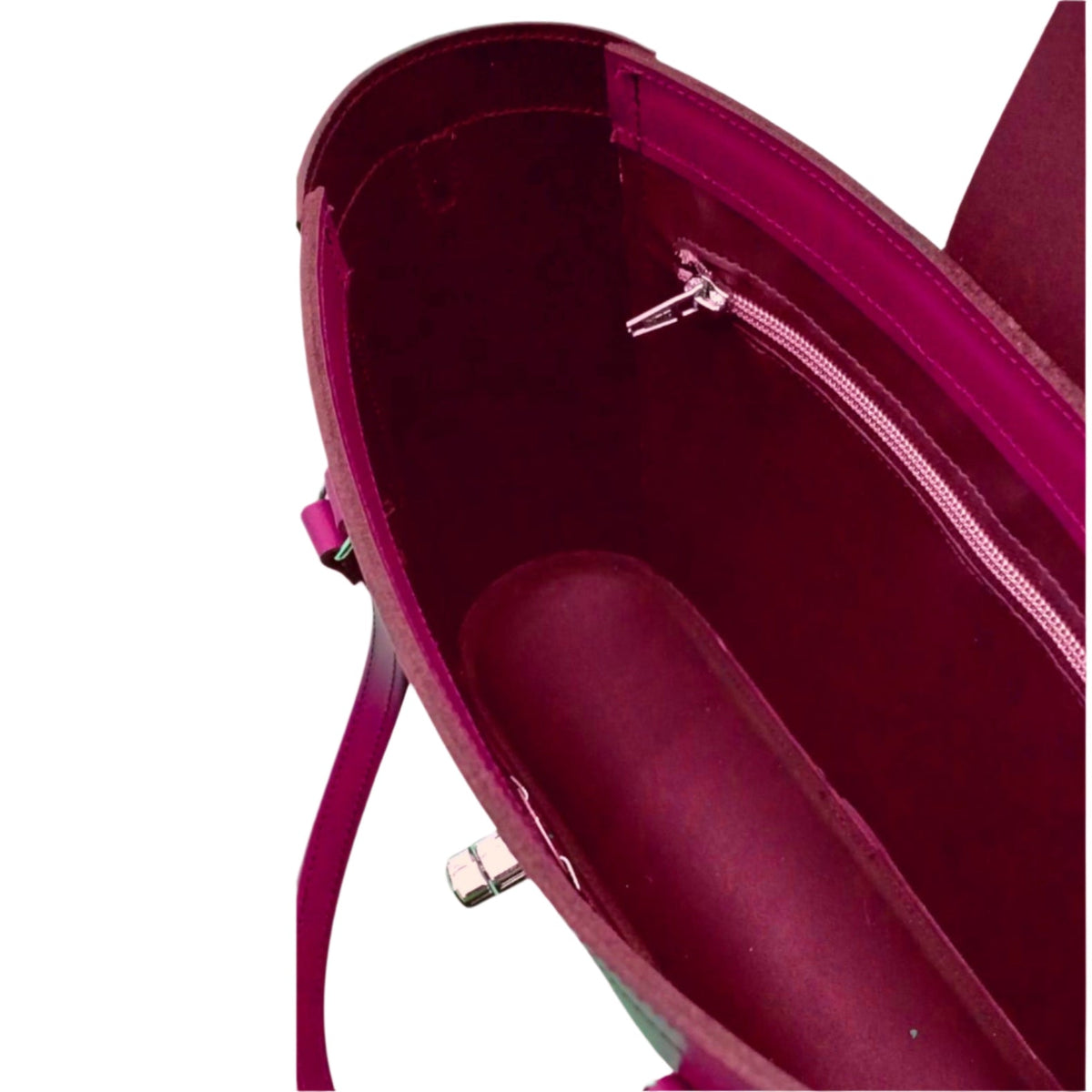 Leather Mini Twist Lock Shopper Bag - Magenta