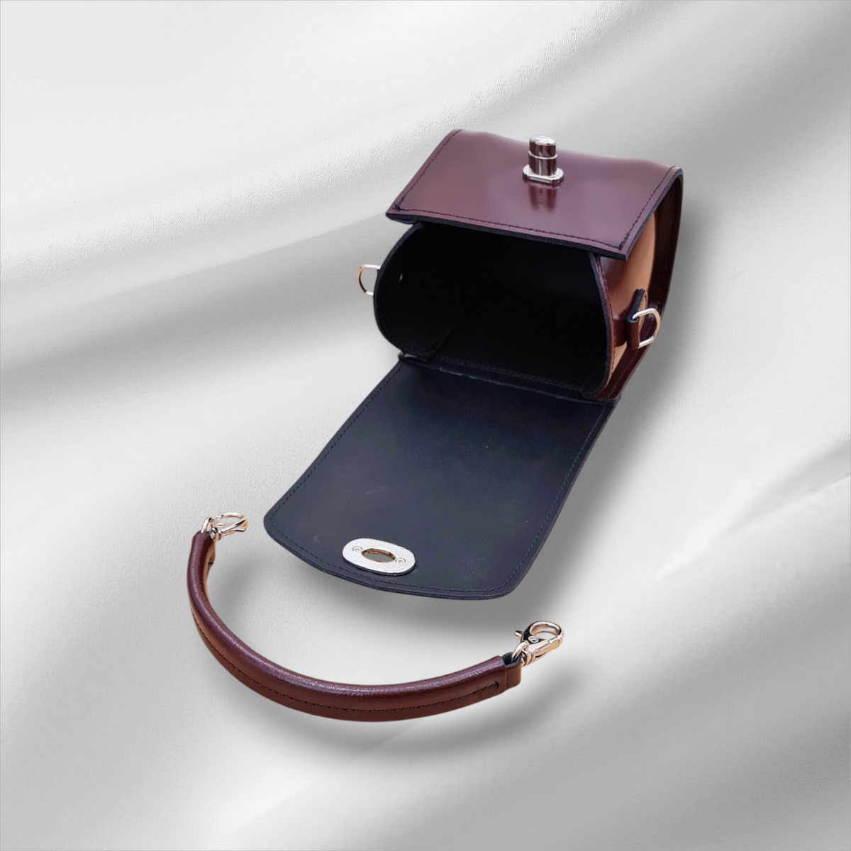 Bauble Handmade High Shine Leather Handbag - Marsala Red