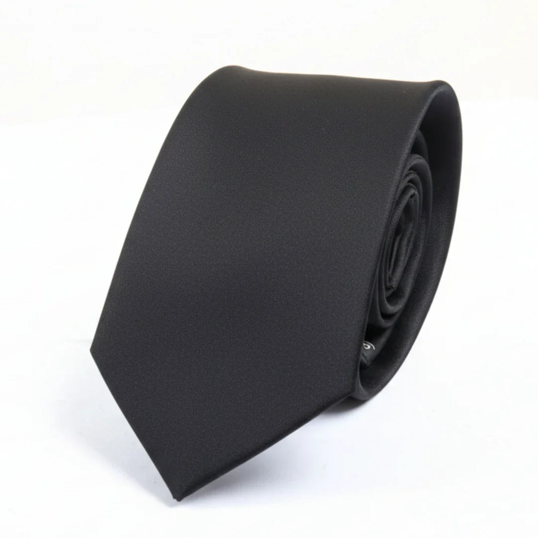 Men's black classic formal satin tie by TruClothing