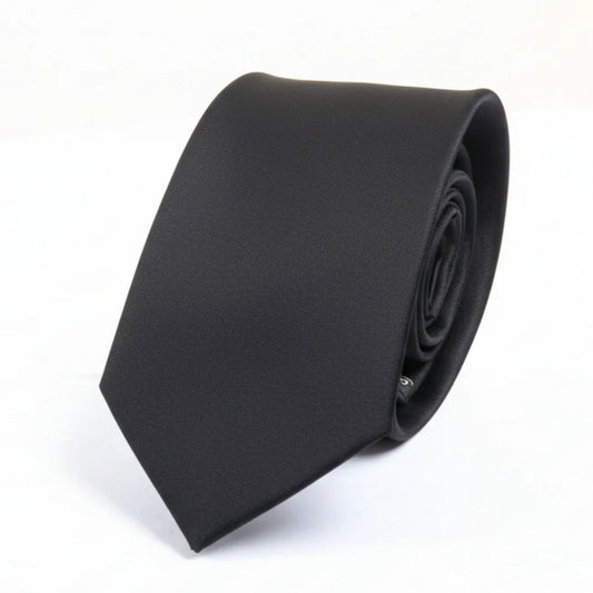Men's black classic formal satin tie by TruClothing